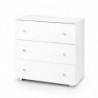 Commode à 3 tiroirs en bois avec plan de change - Blanc - L 80 x l 81 x P 48 cm - Collection Karolina
