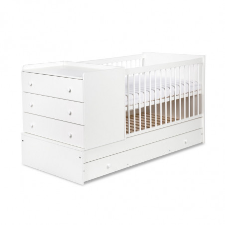 Lit bébé Karolina 3en1 - transformable en lit - Blanc - 120 x 60cm