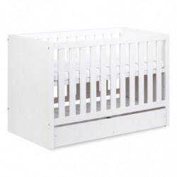 Lit pour bébé Amelia White 120 x 60cm Transformable en lit - Blanc