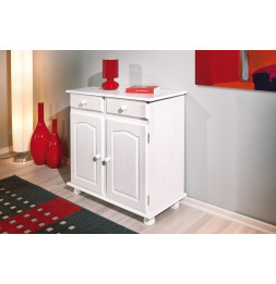 Commode Lovi - Pin massif teinté blanc