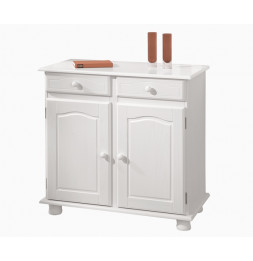 Commode Lovi - Pin massif teinté blanc