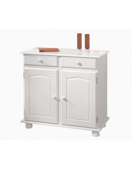 Commode Lovi - Pin massif teinté blanc