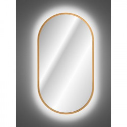 Miroir mural oval Led tactile - Cadre doré - L 90 cm x l 50 cm - Lustro Apollo