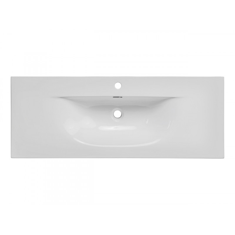 Vasque en céramique à encastrer - Blanc - L 121 x P 46 x H 17 cm