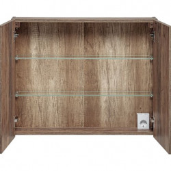 Cabinet en bois avec miroir Rosario Oak - Marron - H 65 x L 80 x P 17 cm