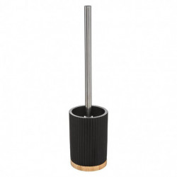 Brosse WC en polyrésine et bambou - Noir - H 38 cm