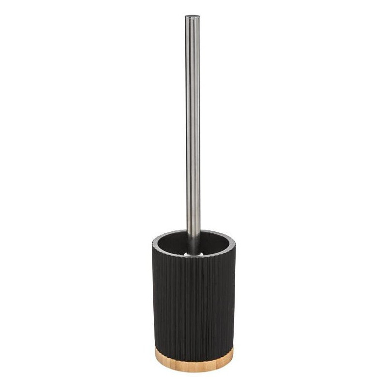 Brosse WC en polyrésine et bambou - Noir - H 38 cm