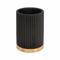 Brosse WC en polyrésine et bambou - Noir - H 38 cm