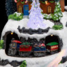 Village de noël animé avec train et traîneau - Multicolore - L 23,8 x H. 16,1 cm