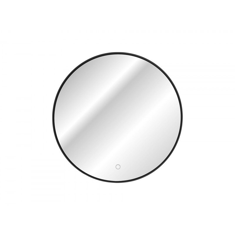 Miroir mural rond Led tactile - Cadre noir - D 80 cm - Lustro Luna