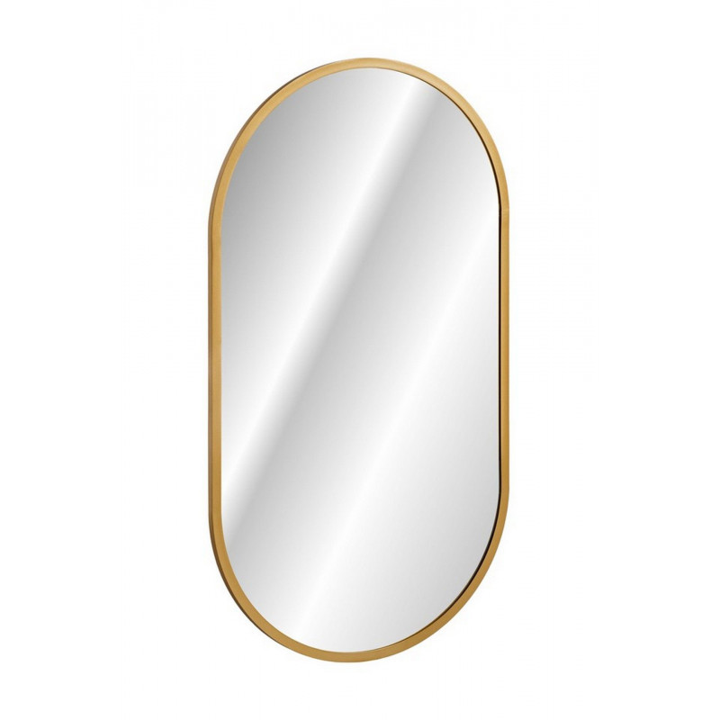 Miroir mural oval Led tactile - Cadre doré - L 90 cm x l 50 cm - Lustro Apollo