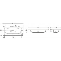 Vasque à encastrer SKY - L 91 x P 46 x H 17 cm - Blanc