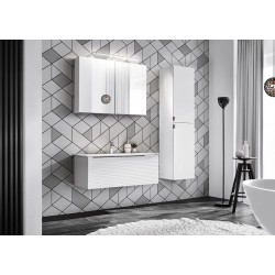 Cabinet miroir de salle de bain - Blanc - H 65 x L 90 x P 16,8 cm - Camille White