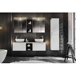 Cabinet miroir de salle de bain - Blanc - H 65 x L 60 x P 16,8 cm - Camille White