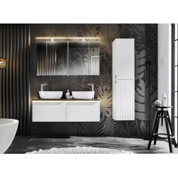 Cabinet miroir de salle de bain - Blanc - H 65 x L 60 x P 16,8 cm - Camille White