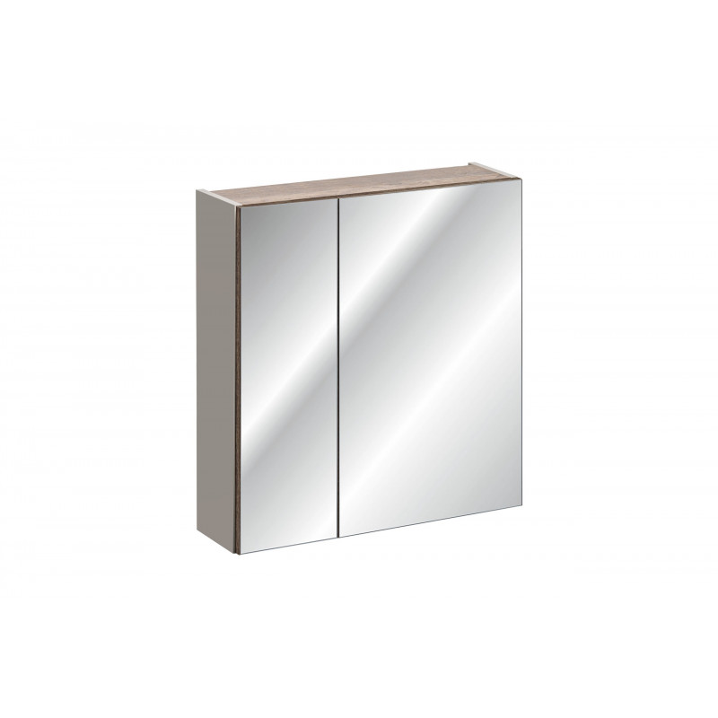 Cabinet miroir de salle de bain - Taupe - H 65 x L 60 x P 17 cm - Rosario Taupe
