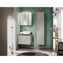 Cabinet miroir de salle de bain - Taupe - H 65 x L 60 x P 17 cm - Rosario Taupe