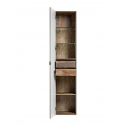 Armoire de rangement de salle de bain en bois - Taupe - H 160 x L 35 x P 33 cm - Rosario Taupe