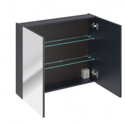 Cabinet en bois avec miroir Rosario Deep blue - Bleu indigo - H 65 x L 80 x P 17 cm