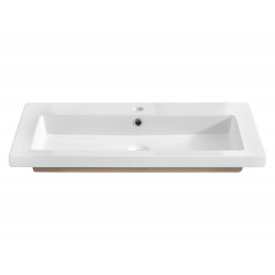 Vasque à encastrer en céramique - L 101 x P 46 x H 14 cm - Blanc