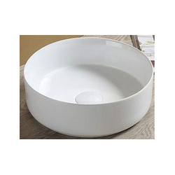 Vasque à poser ronde en céramique blanche - D 36.5 cm - Gamme Maja