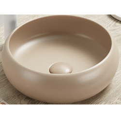 Vasque à poser ronde en céramique beige matte - D 36 cm - Gamme Wiki