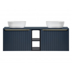 Ensemble complet de salle de bain double vasques - 140 cm - Rosario Deep Blue