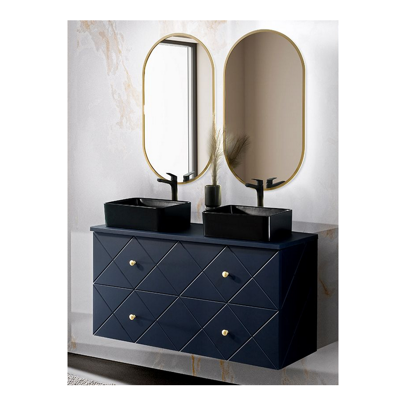 Ensemble salle de bain avec meuble vasque 120 cm + miroirs - Aurore Blue