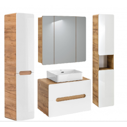 Ensemble salle de bain avec meuble vasque 80 cm + 4 éléments - Archipel White