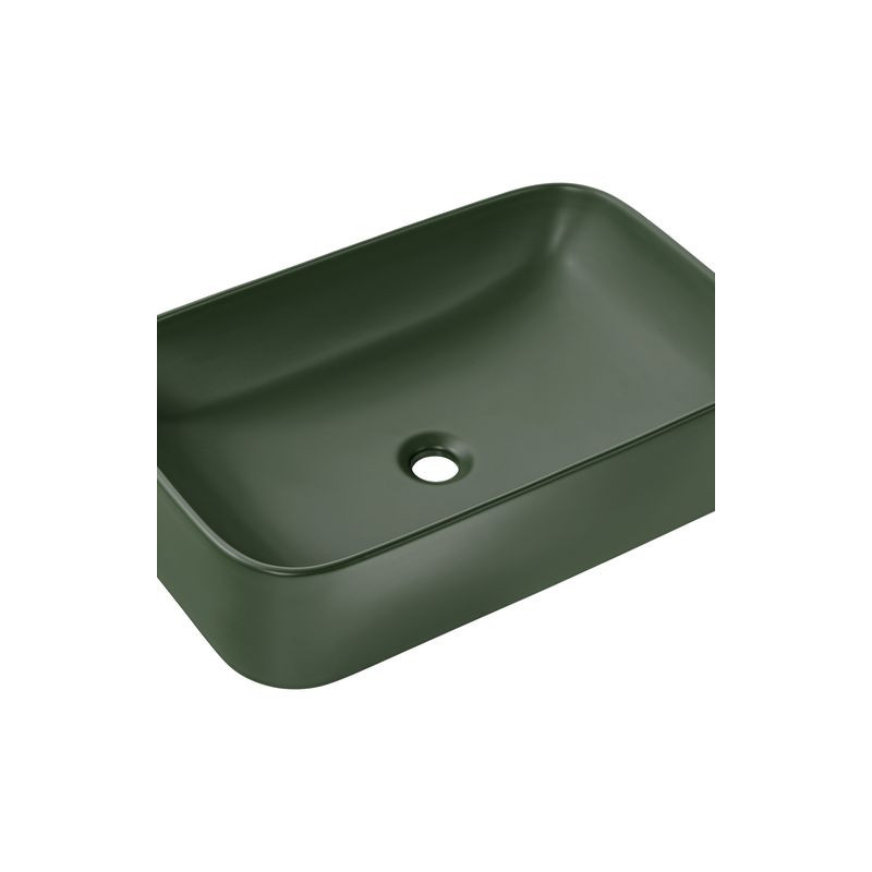 Vasque à poser en céramique verte matte - L 61 x 38 cm - Gamme Kama