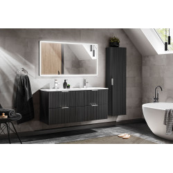 Ensemble complet salle de bain meuble double vasques 120 cm + 2 éléments - Georgia Black