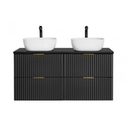 Ensemble complet salle de bain meuble double vasques à poser 120 cm + 2 éléments - Georgia Black