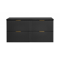 Ensemble complet salle de bain meuble double vasques à poser 120 cm + 2 éléments - Georgia Black