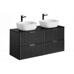 Ensemble complet salle de bain meuble double vasques à poser 120 cm + 2 éléments - Georgia Black