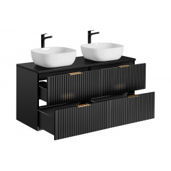 Ensemble complet salle de bain meuble double vasques à poser 120 cm + 2 éléments - Georgia Black
