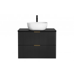 Ensemble salle de bain meuble vasque à poser 80 cm + 2 éléments - Georgia Black