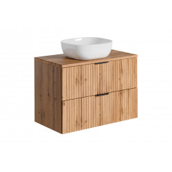 Ensemble complet de salle de bain meuble vasque à poser 80 cm + 2 éléments - Georgia Oak