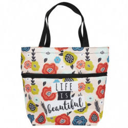 Sac de shopping convertible en chariot - Grandes fleurs - Multicolore - H 59 x l 39 x P 14 cm