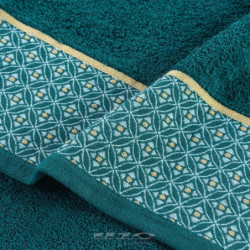 Tapis de bain avec broderies jacquards - Bleu - L 85 x l 50 cm