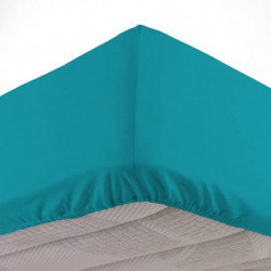 Drap housse en coton pour lit 1 personne - Bleu - 90 x 190 cm