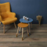 Set de 2 tables gigognes rondes en bambou - Jaune et Bleu - D 43/33 x H 48/40 cm