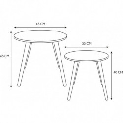 Set de 2 tables gigognes rondes en bambou - Vert - D 43/33 x H 48/40 cm
