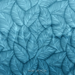 Housse coussin pour animaux rectangle à motif végétal - Bords en velours - Bleu - L 100 x l 70 cm
