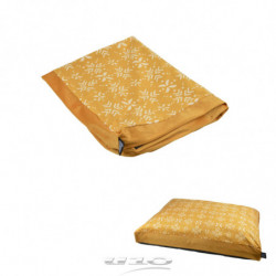 Housse de coussin rectangle avec motifs Ethnic - Bords en velours - Jaune - L 80 x 60 cm