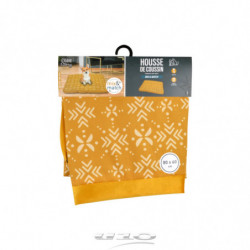 Housse de coussin rectangle avec motifs Ethnic - Bords en velours - Jaune - L 100 x l 70 cm