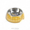 Gamelle pour animaux en inox à motifs Ethnic - 600ml - Jaune - D 17,6 cm