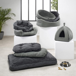 Tente pour animaux avec coussin amovible et réversible - Gris - L 35 x l 35 x H 38 cm - Gamme Newton