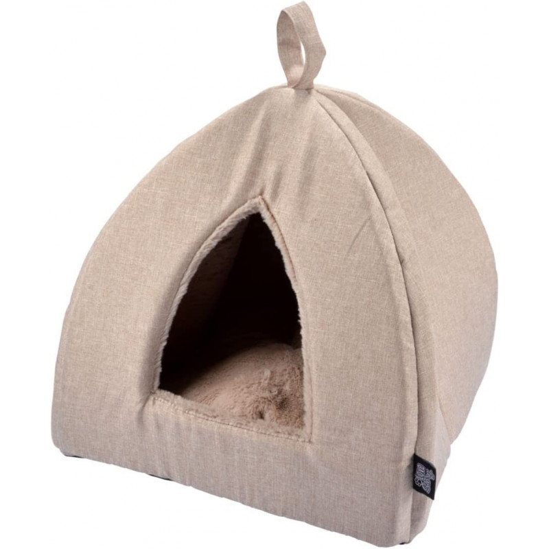 Tente pour animaux avec coussin amovible et réversible - Beige - 35 x 35 x H 38 cm - Gamme Newton