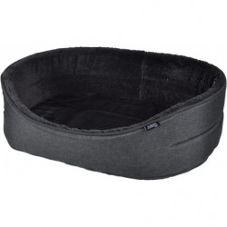 Panier ovale pour animaux avec intérieur aspect peluche - Noir - L 80 x l 62 cm - Gamme Newton