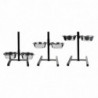 Bar à chien avec 2 bols en inox + support en métal à hauteur règlable - Noir - D 15/21 x H 42 cm